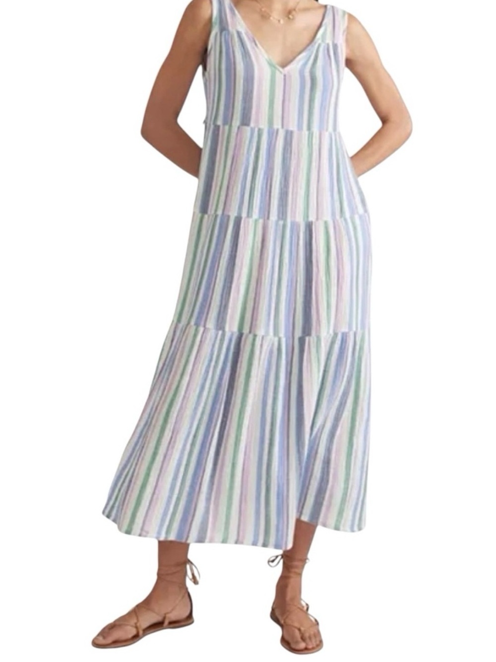 Marine Layer Corinne Striped Tiered Maxi Dress